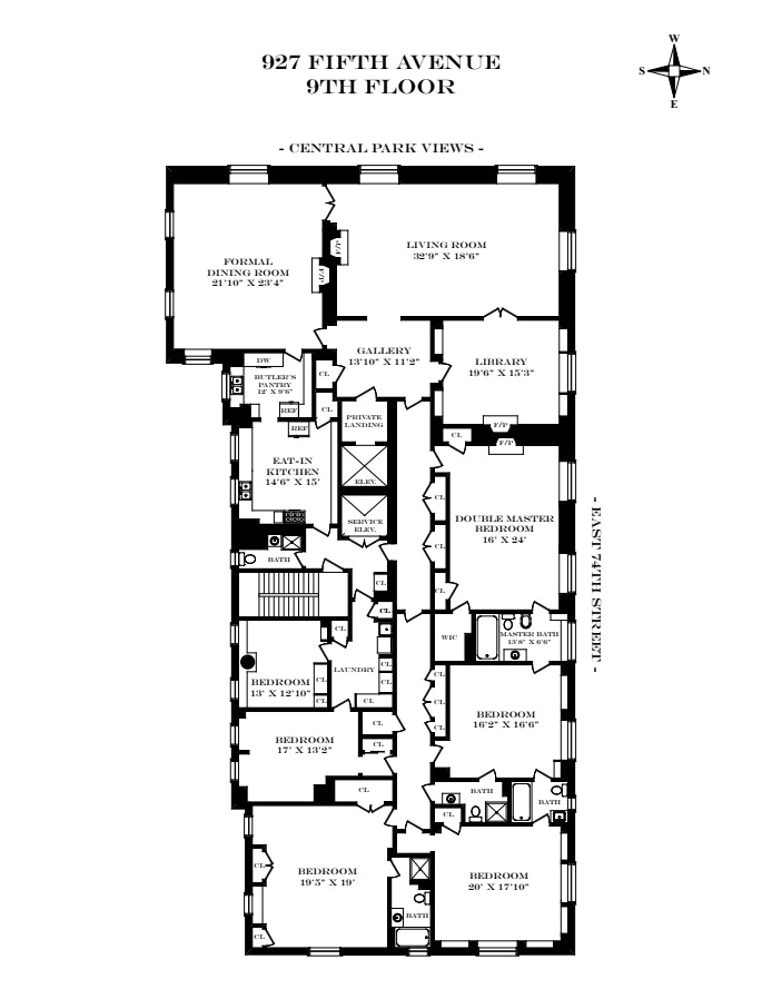 Floorplan for 927 Fifth Avenue, 9THFLR