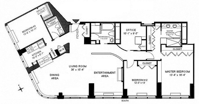 Floorplan for 2000 Broadway, 16F