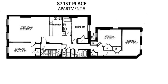Floorplan for 87 First Place, 5