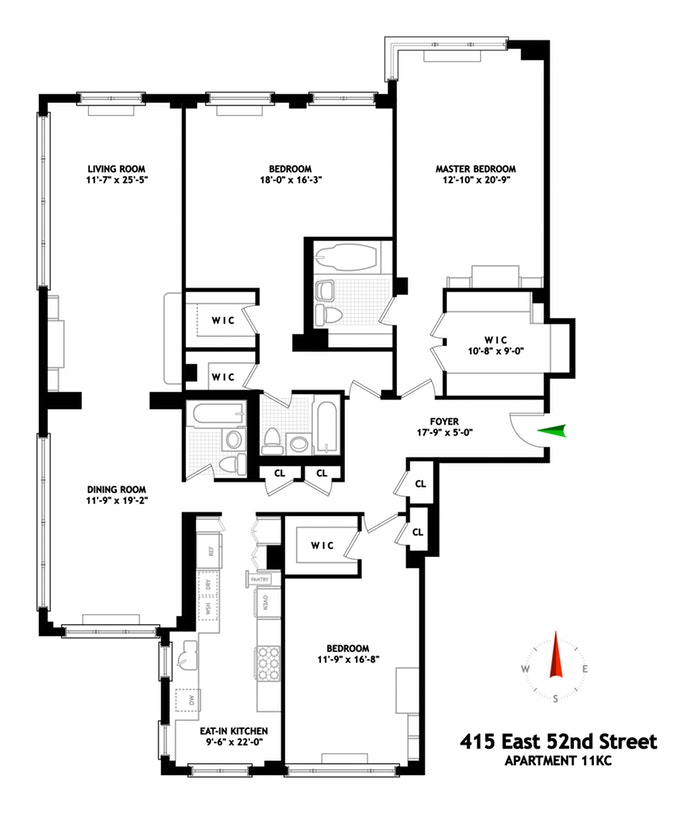 Floorplan for 415 East 52nd Street, 11KC