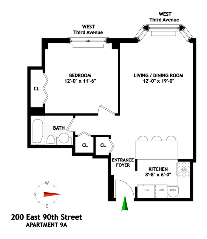 Floorplan for 200 East 90th Street, 9A
