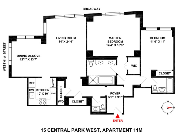 Floorplan for 15 Central Park West, 11M