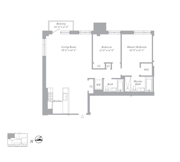 Floorplan for 2280 Frederick Douglass B, 10F