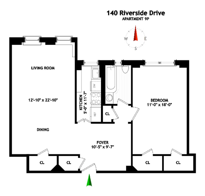 Floorplan for 140 Riverside Drive, 9P
