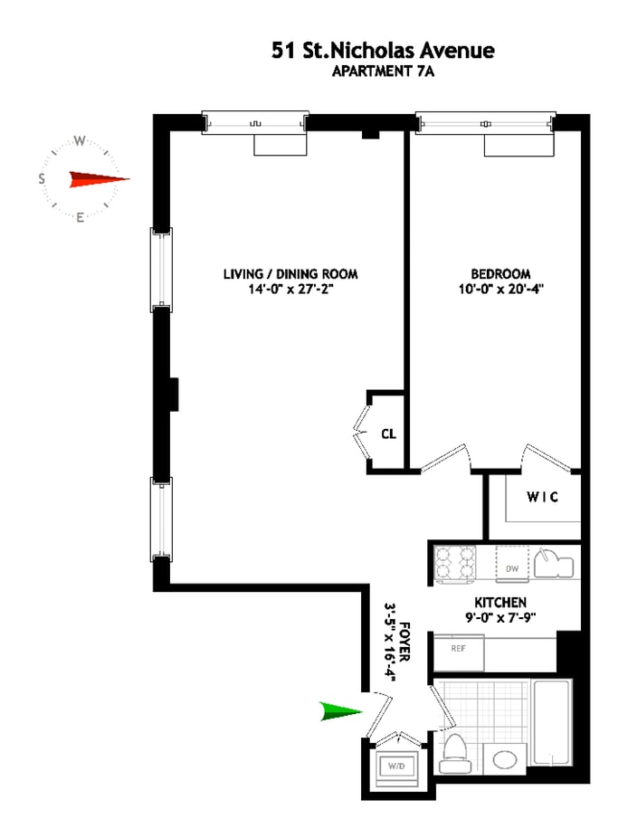 Floorplan for 51 St Nicholas Avenue, 7A