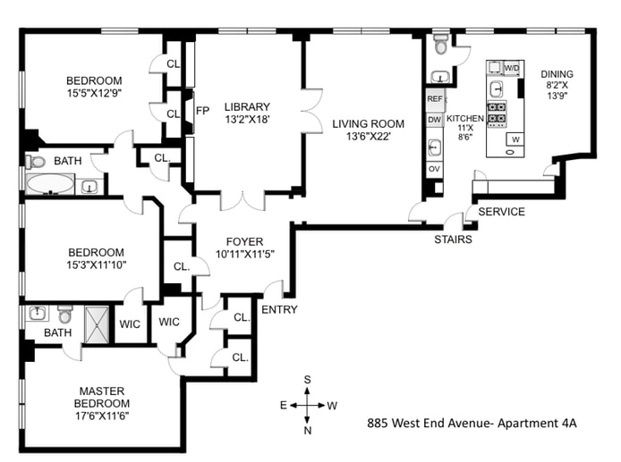 Floorplan for 885 West End Avenue, 4A