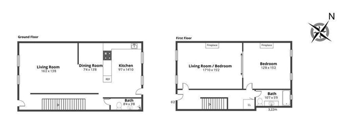 Floorplan for 161 A 23rd Street, 1