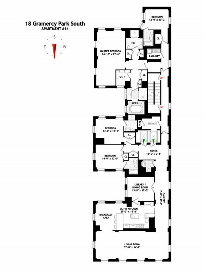 Floorplan for 18 Gramercy Park South, 14THFLR