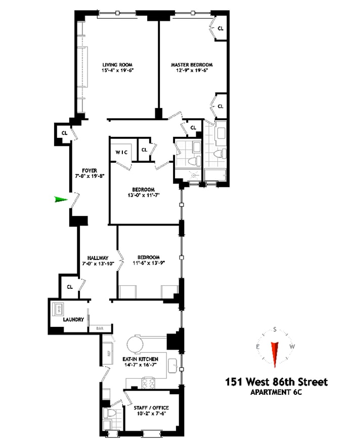 Floorplan for 151 West 86th Street, 6C