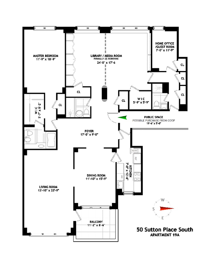 Floorplan for 50 Sutton Place South, 19A