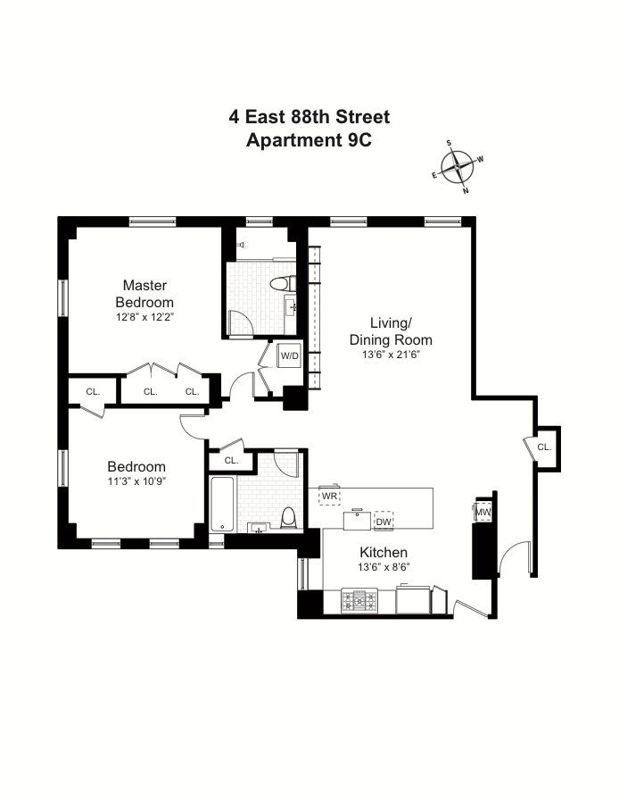 Floorplan for 4 East 88th Street, 9C