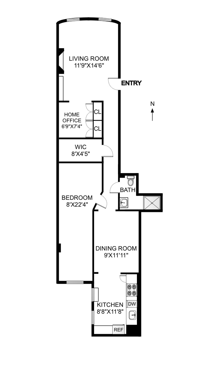 Floorplan for 74 3rd Place, 2W