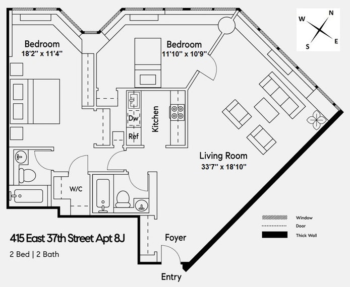 Floorplan for 415 East 37th Street, 8J