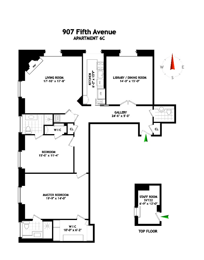 Floorplan for 907 Fifth Avenue, 6C