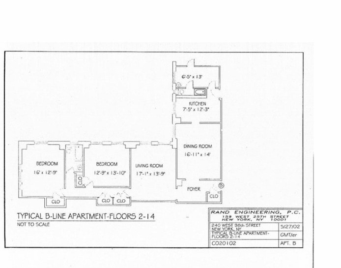 Floorplan for 240 West 98th Street, 11B