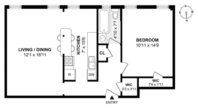 Floorplan for 345 Montgomery Street, 2B