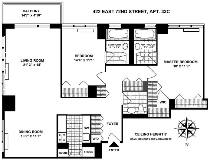 Floorplan for 422 East 72nd Street, 33C