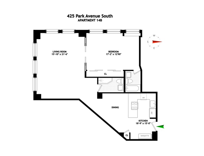 Floorplan for 425 Park Avenue South, 14B