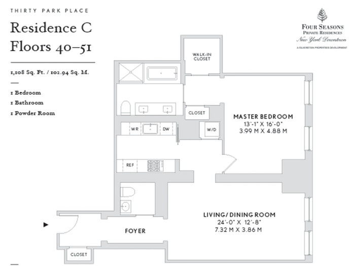 Floorplan for 30 Park Place, 47C