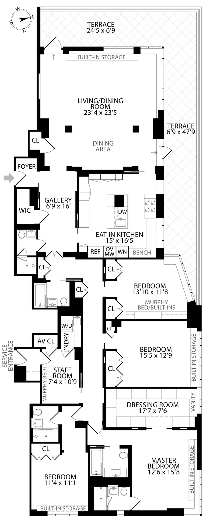 Floorplan for 715 Park Avenue, 16BD