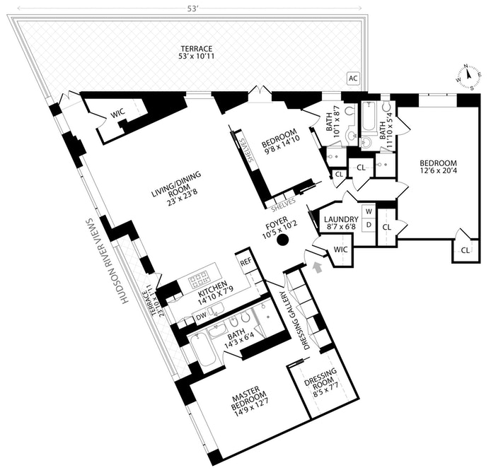 Floorplan for 100 Riverside Drive, 17AB