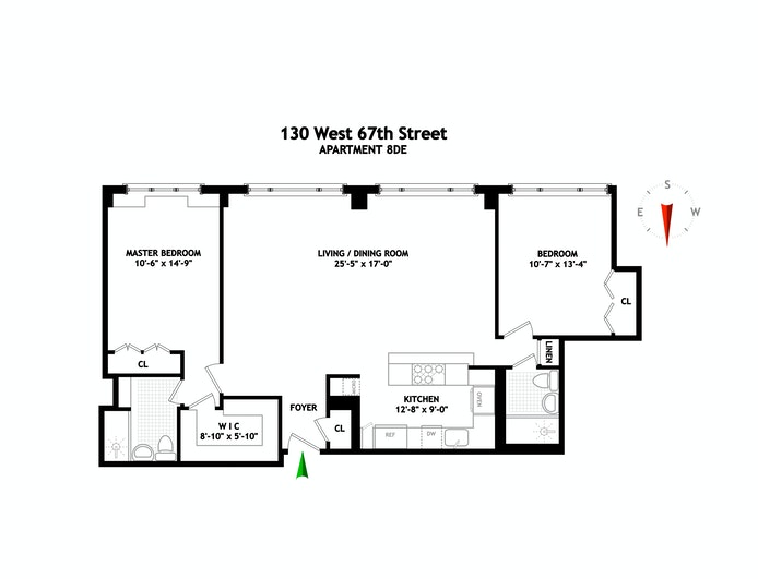 Floorplan for 130 West 67th Street, 8DE