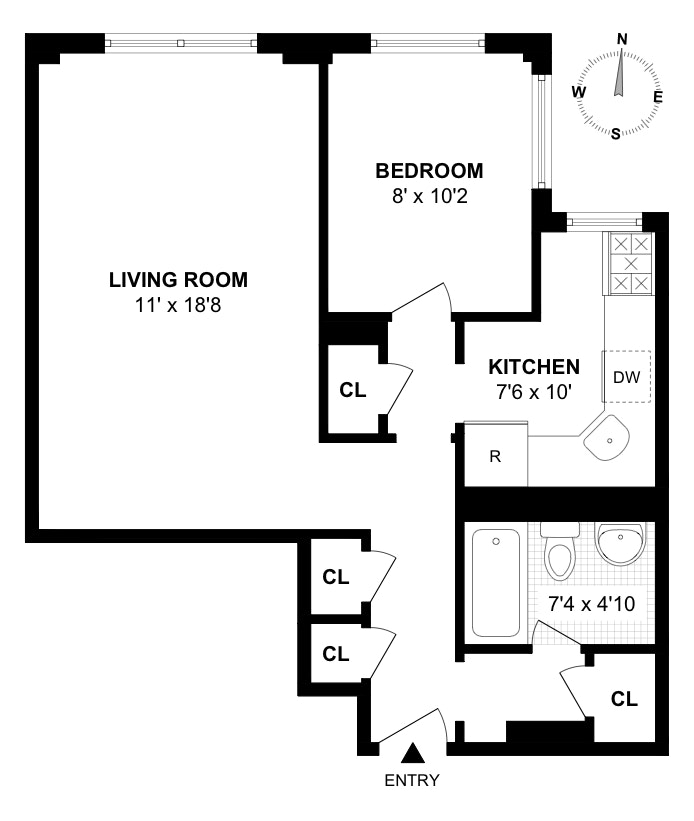 Floorplan for 185 Clinton Avenue, 1A