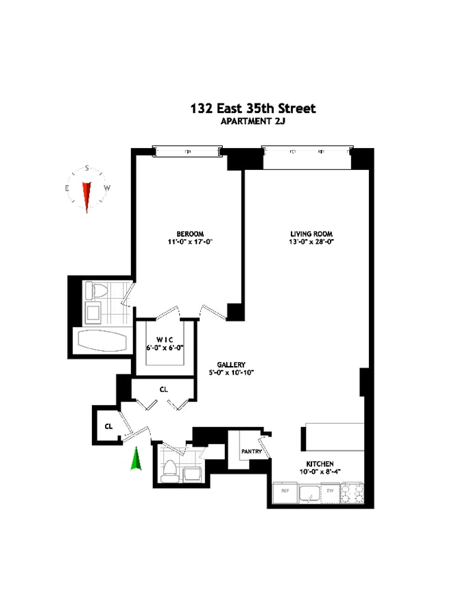 Floorplan for 132 East 35th Street, 2J