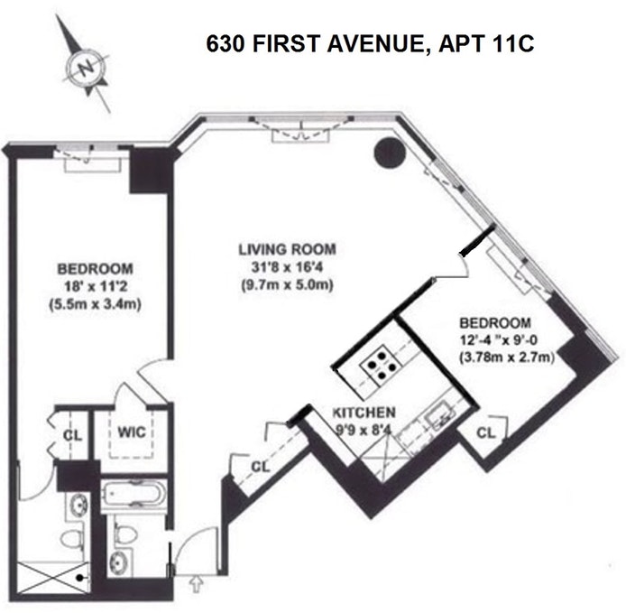 Floorplan for 630 First Avenue, 11C