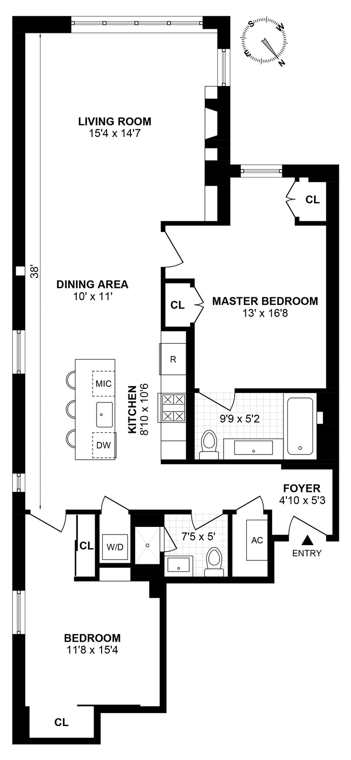 Floorplan for 406 West 45th Street, 4C