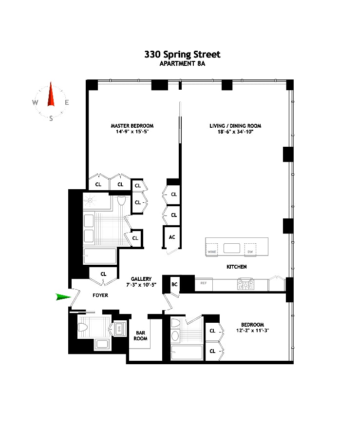 Floorplan for 330 Spring Street, 8A