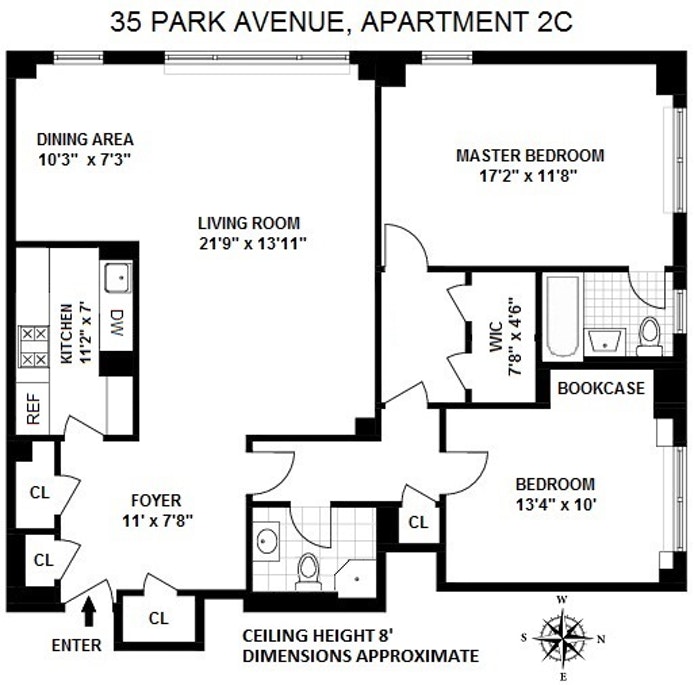 Floorplan for 35 Park Avenue, 2C