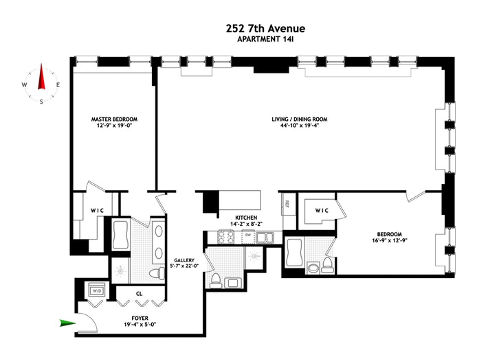 Floorplan for 252 Seventh Avenue, 14I