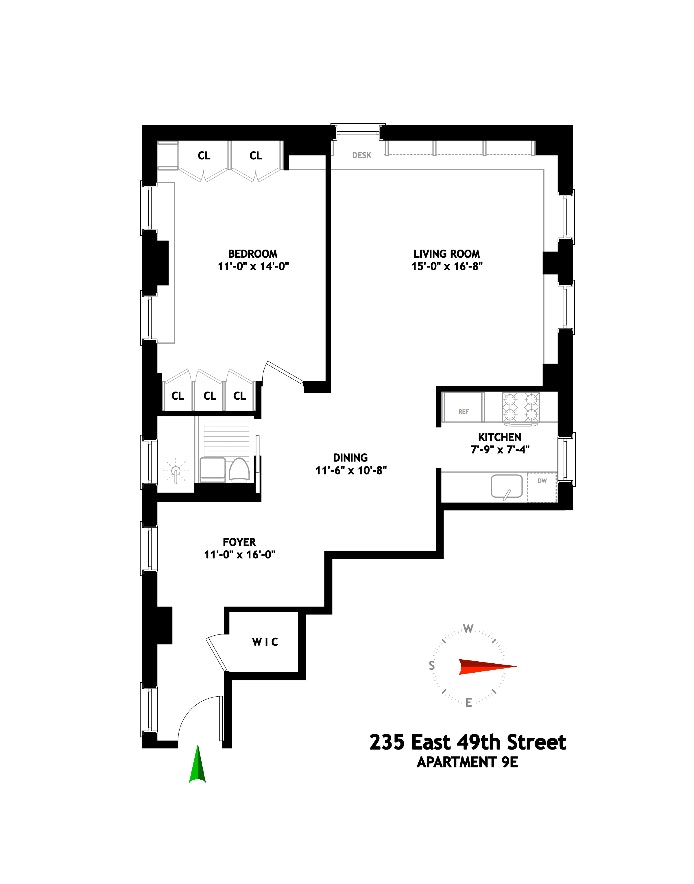 Floorplan for 235 East 49th Street, 9E