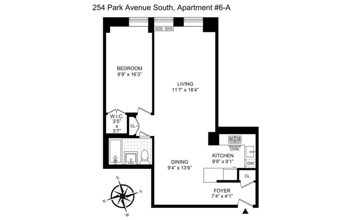 Floorplan for 254 Park Avenue South, 6A