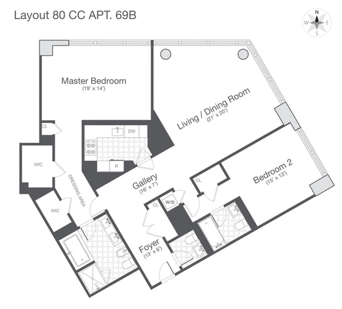 Floorplan for 80 Columbus Circle, 69B