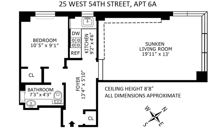 Floorplan for 25 West 54th Street, 6A