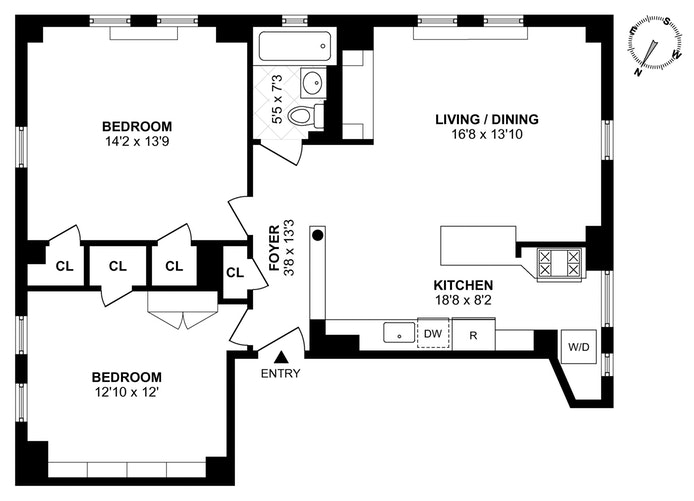 Floorplan for 130 West 86th Street, 5C