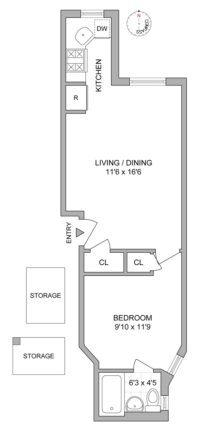 Floorplan for 509 East 88th Street, 2D