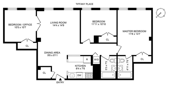 Floorplan for 60 Tiffany Place, 3A