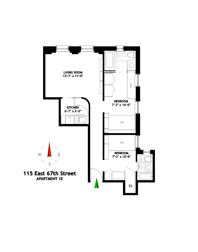 Floorplan for 115 East 67th Street, 1E