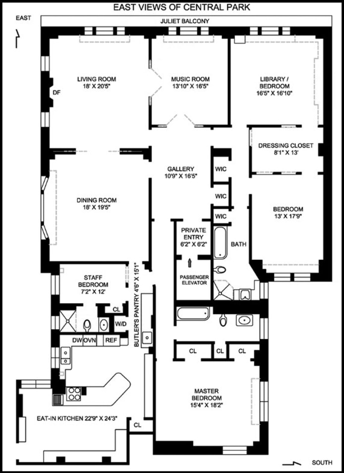 Floorplan for 88 Central Park West, 11S
