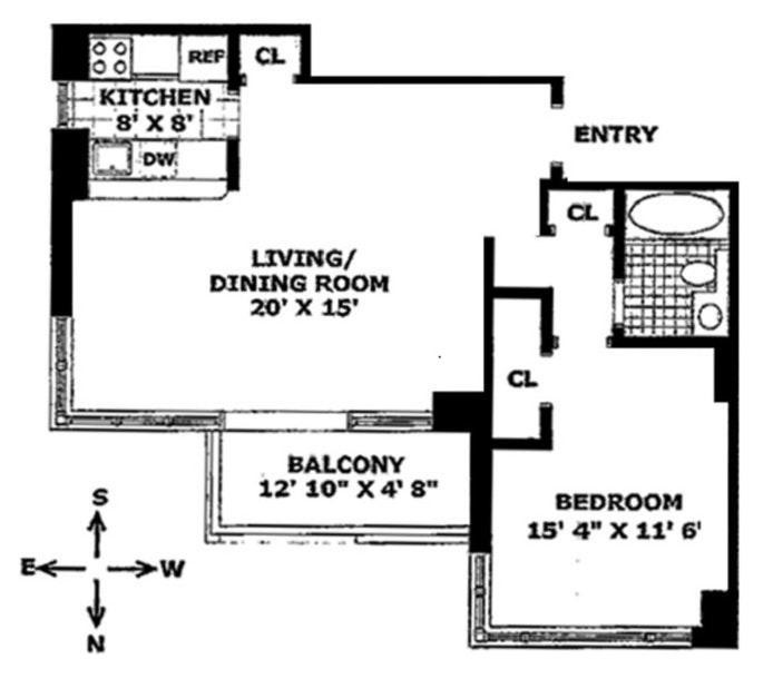 Floorplan for 300 East 62nd Street, 1504