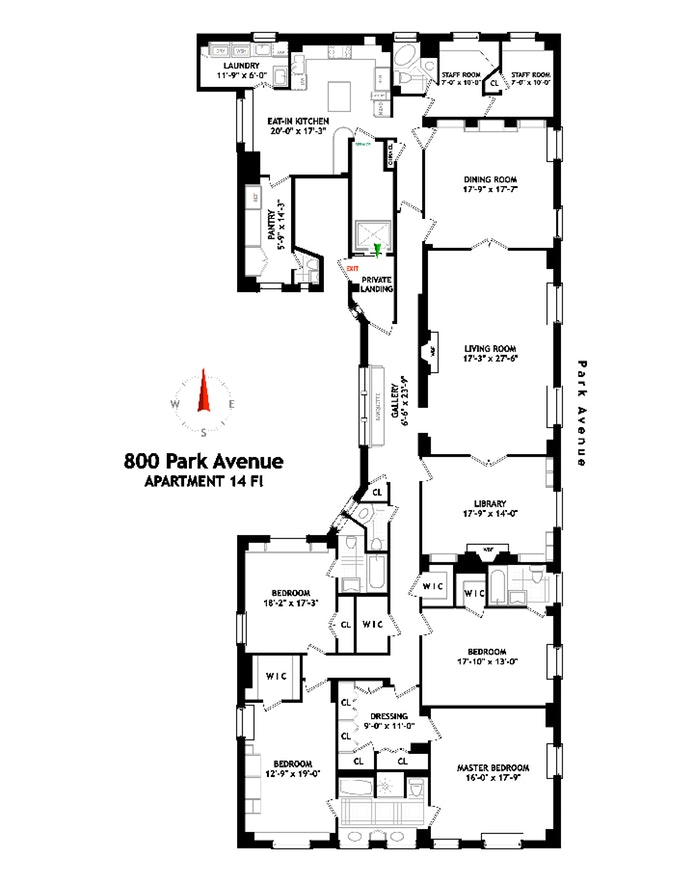 Floorplan for 800 Park Avenue, 14THFLOOR