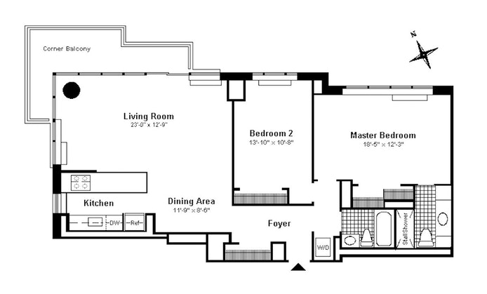 Floorplan for 161 West 61st Street, 34C