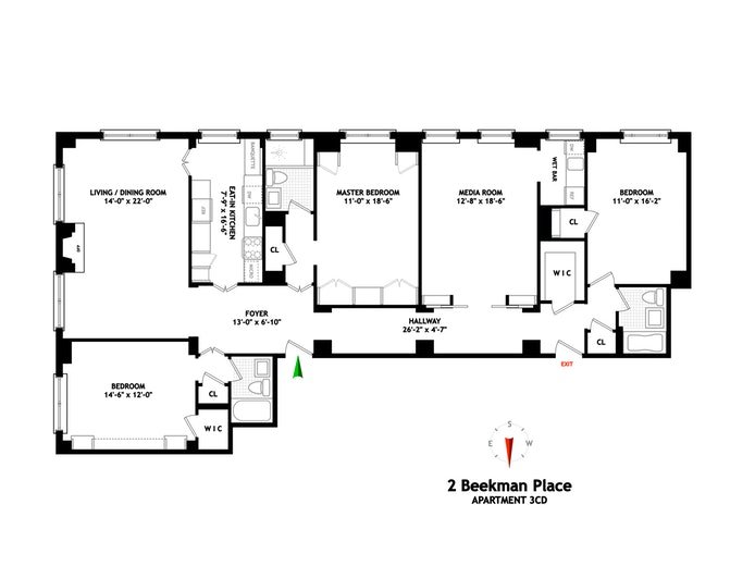 Floorplan for 2 Beekman Place, 3CD