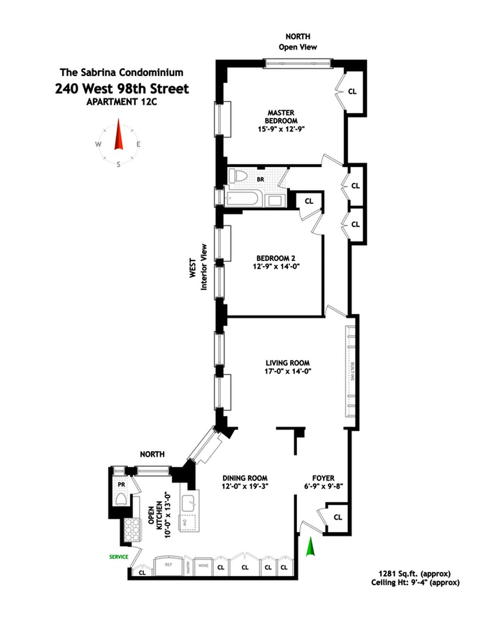 Floorplan for 240 West 98th Street, 12C