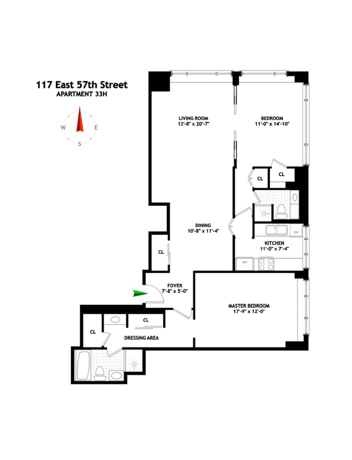 Floorplan for 117 East 57th Street, 33H