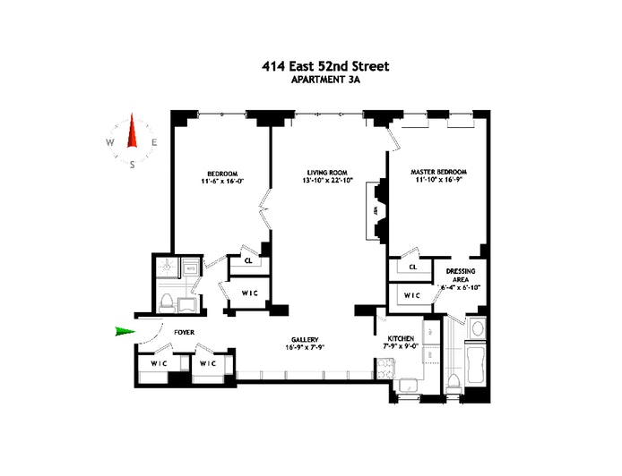 Floorplan for 414 East 52nd Street, 3A