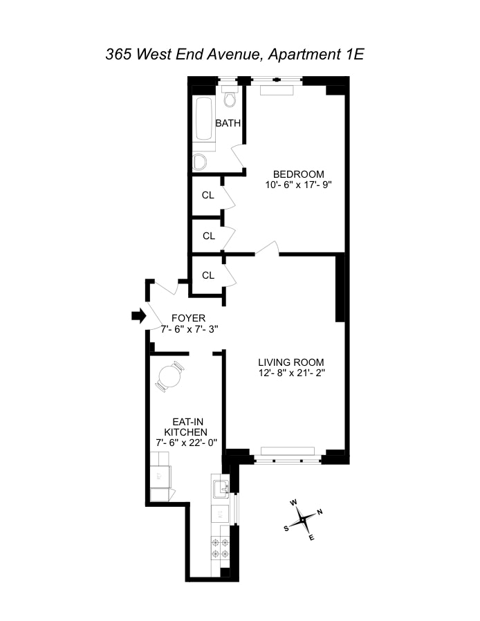 Floorplan for 365 West End Avenue, 1E